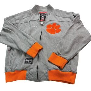 VTG Clemson full zip gray sweatshirt. Franchise Club. Size L. embroidered paw